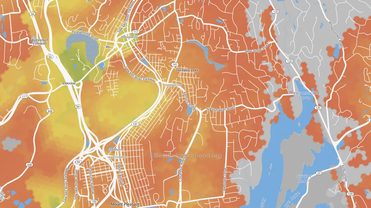 Bike Grade map of Thornwood, NY