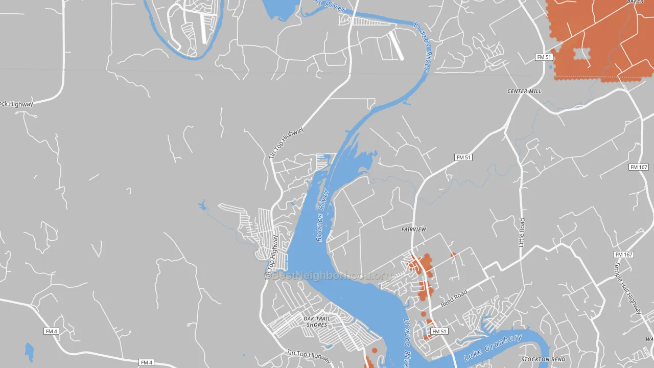 Bike Grade map of Thorp Spring, TX