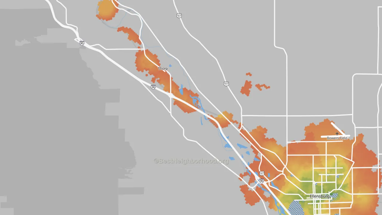 Bike Grade map of Thorp, WA