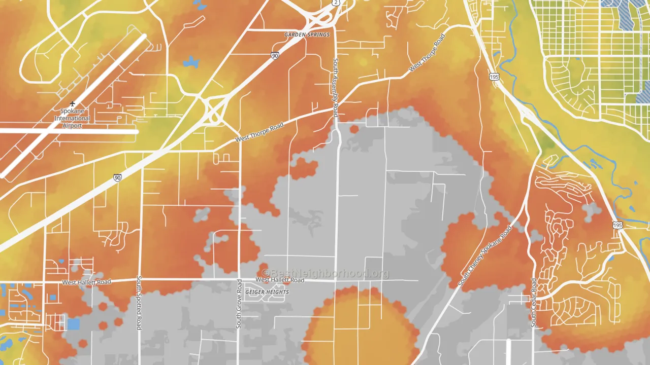 Bike Grade map of Thorpe Westwood, Spokane, WA