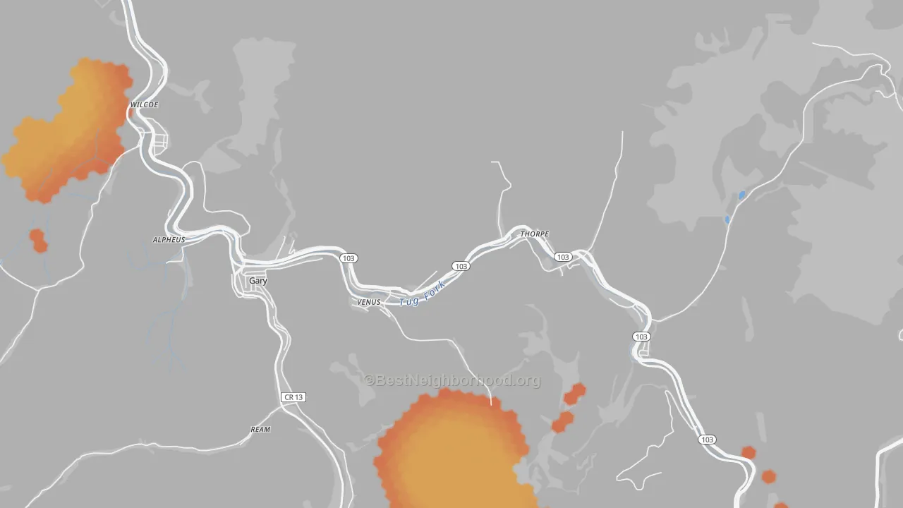 Bike Grade map of Thorpe, WV