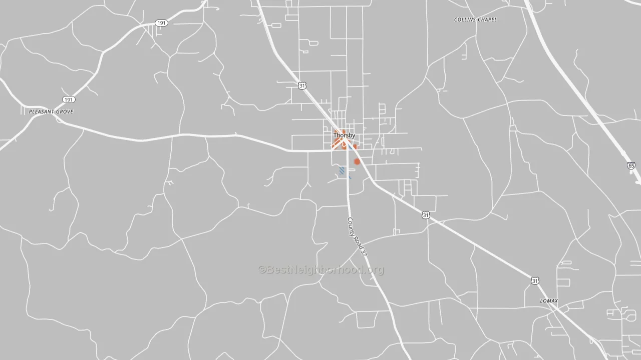 Bike Grade map of Thorsby, AL