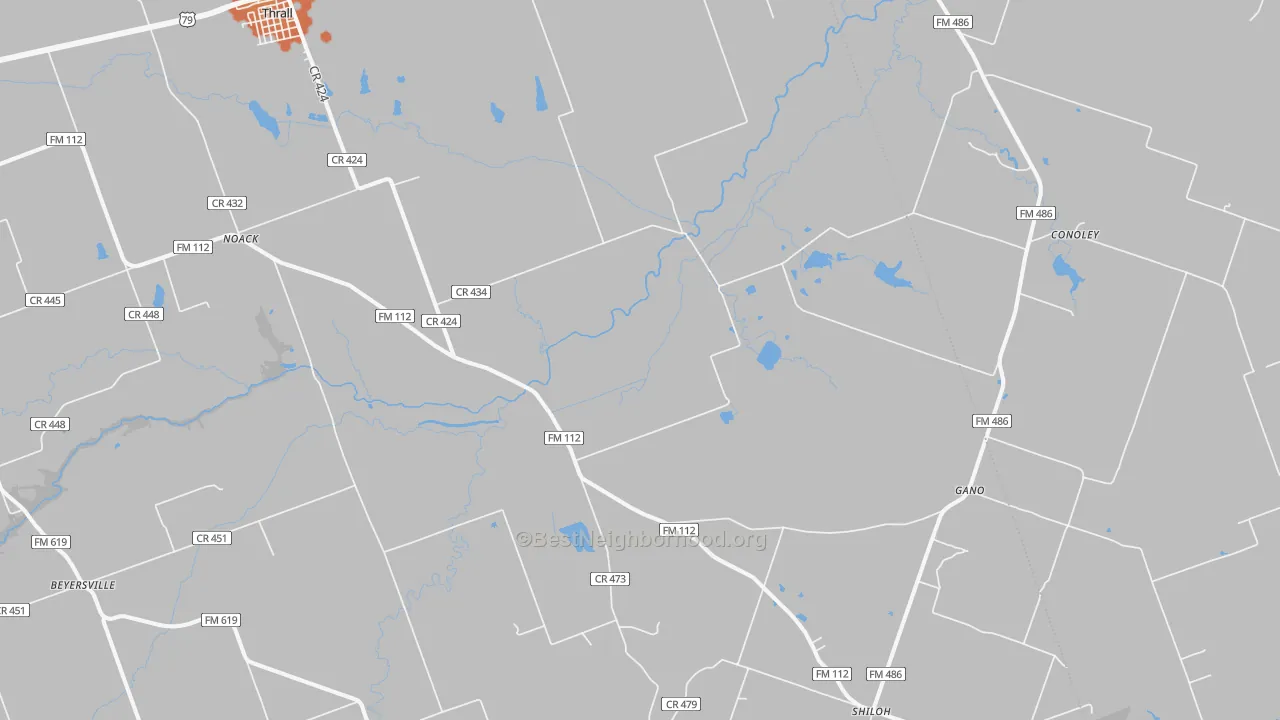 Bike Grade map of Thrall, TX