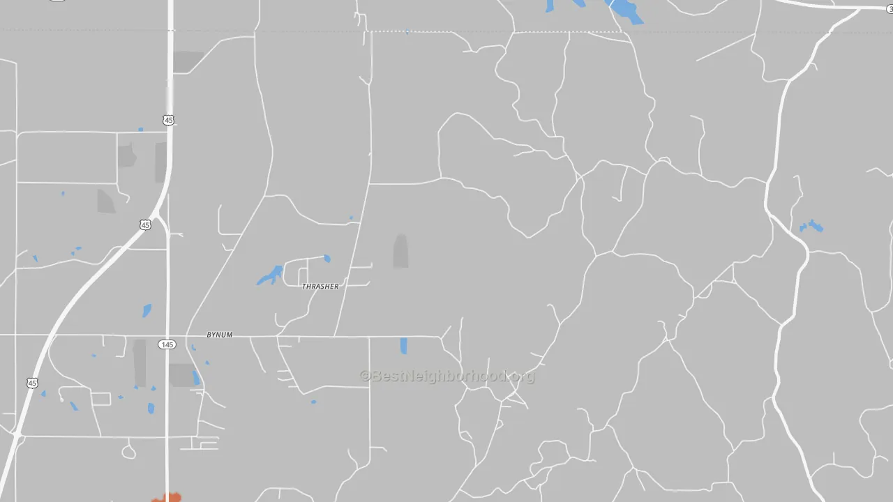 Bike Grade map of Thrasher, MS