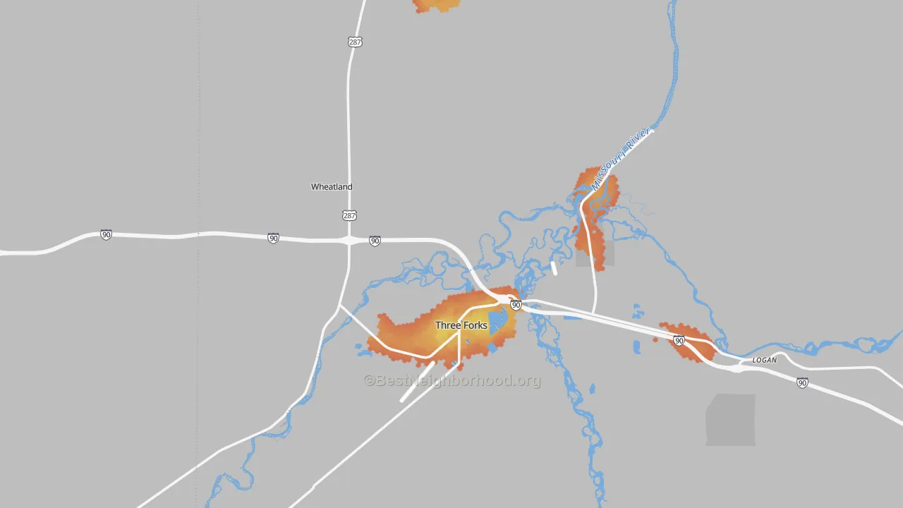 Bike Grade map of Three Forks, MT