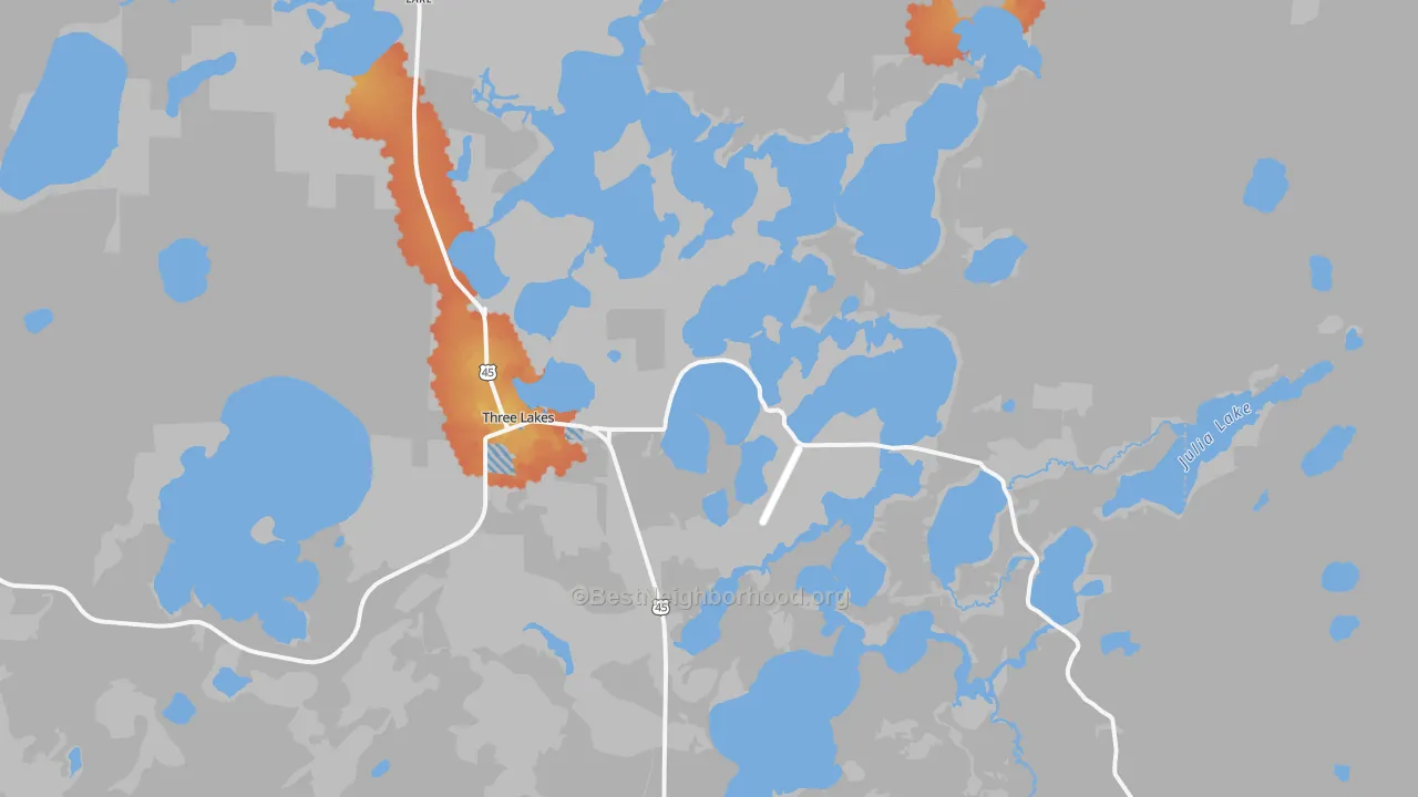 Bike Grade map of Three Lakes, WI