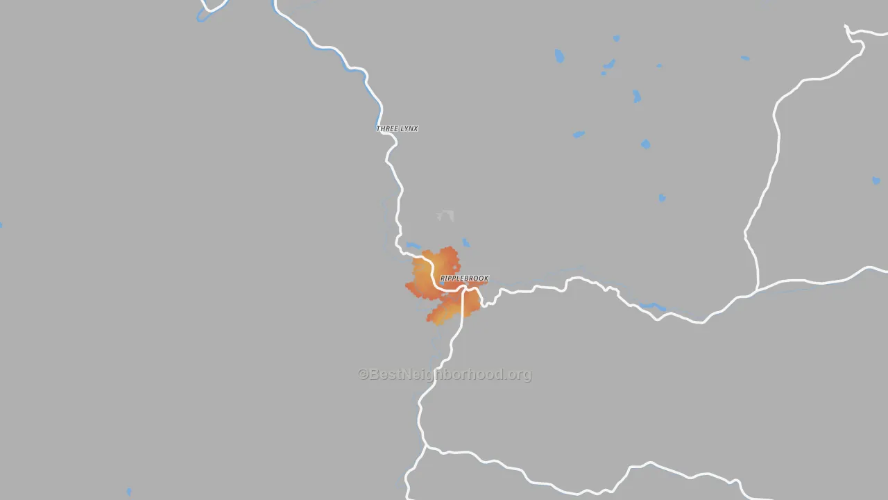 Bike Grade map of Three Lynx, OR