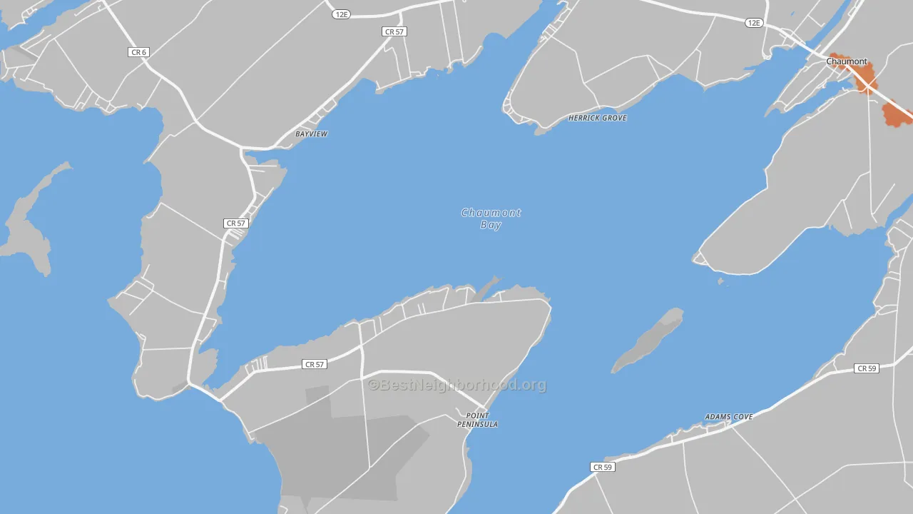 Bike Grade map of Three Mile Bay, NY