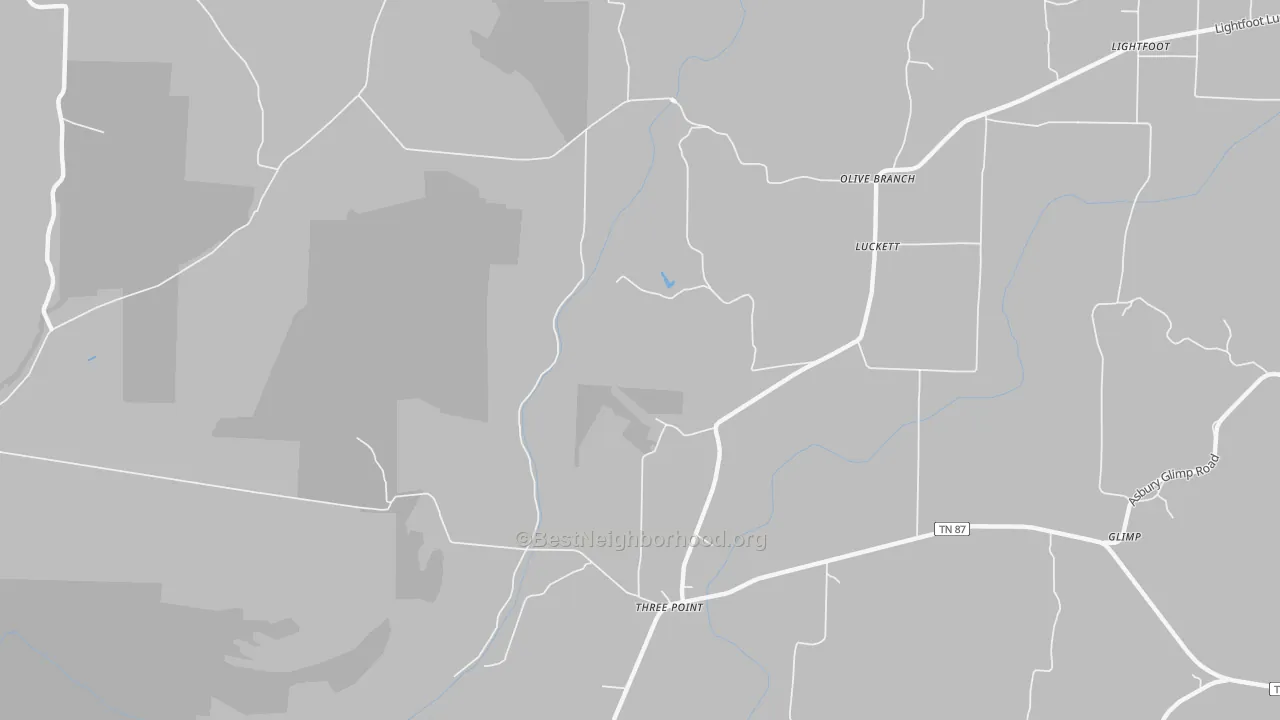 Bike Grade map of Three Point, TN