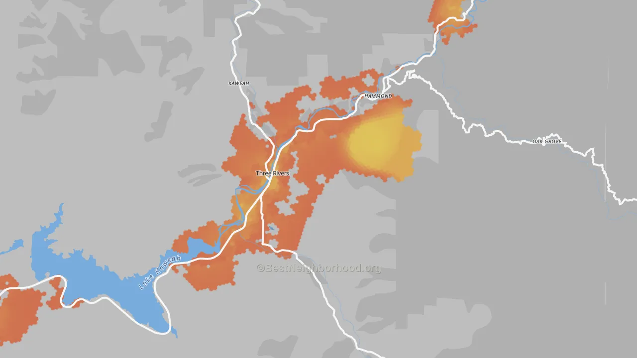 Bike Grade map of Three Rivers, CA