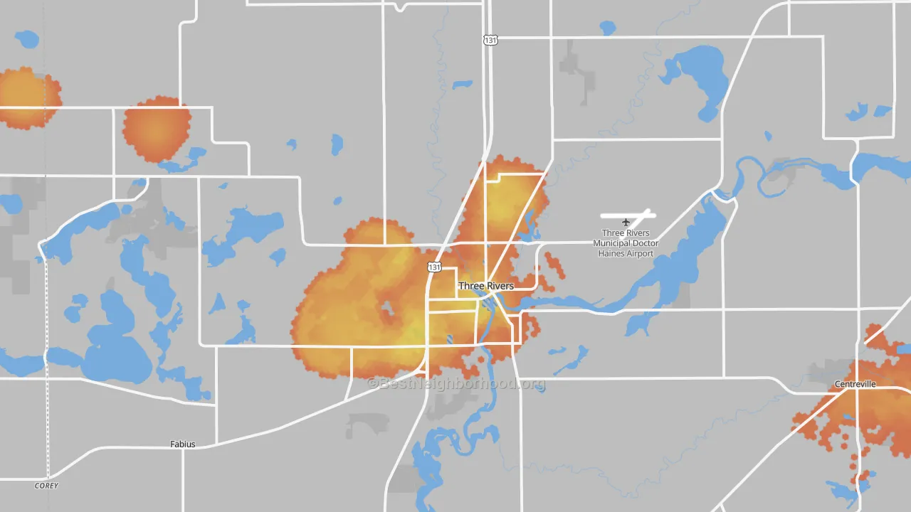 Bike Grade map of Three Rivers, MI