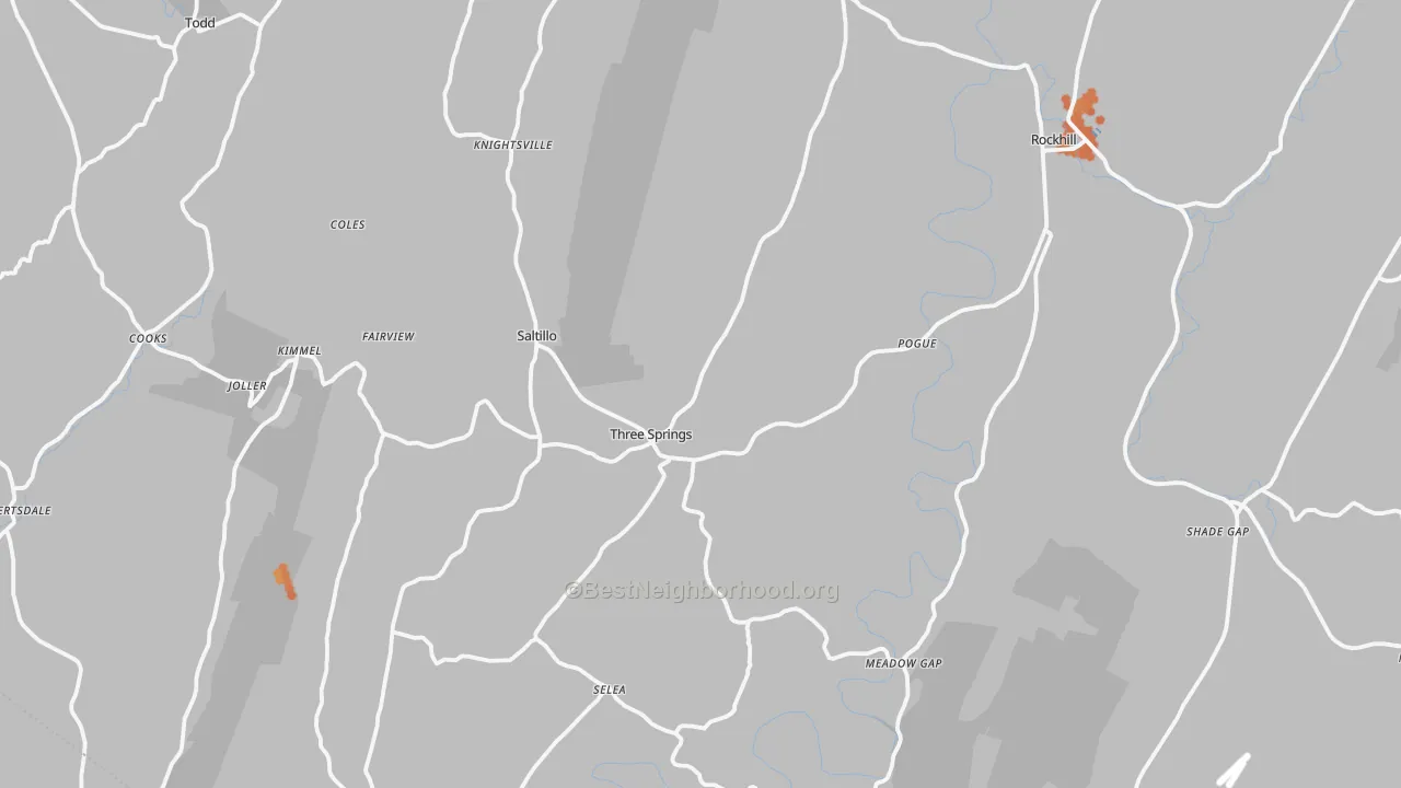 Bike Grade map of Three Springs, PA