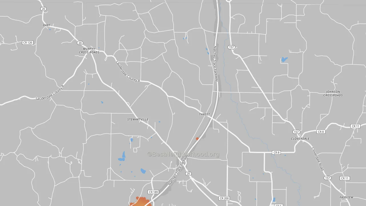 Bike Grade map of Threet, AL