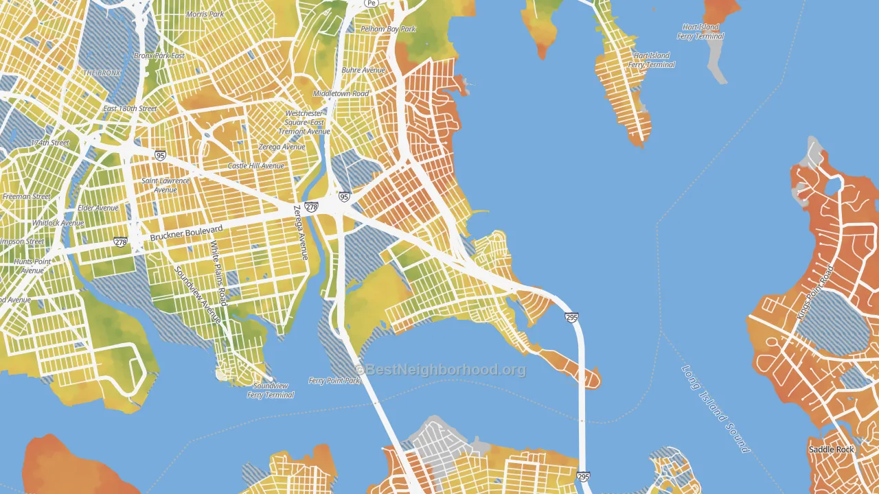 Bike Grade map of Throgs Neck-Edgewater Park, Bronx, NY