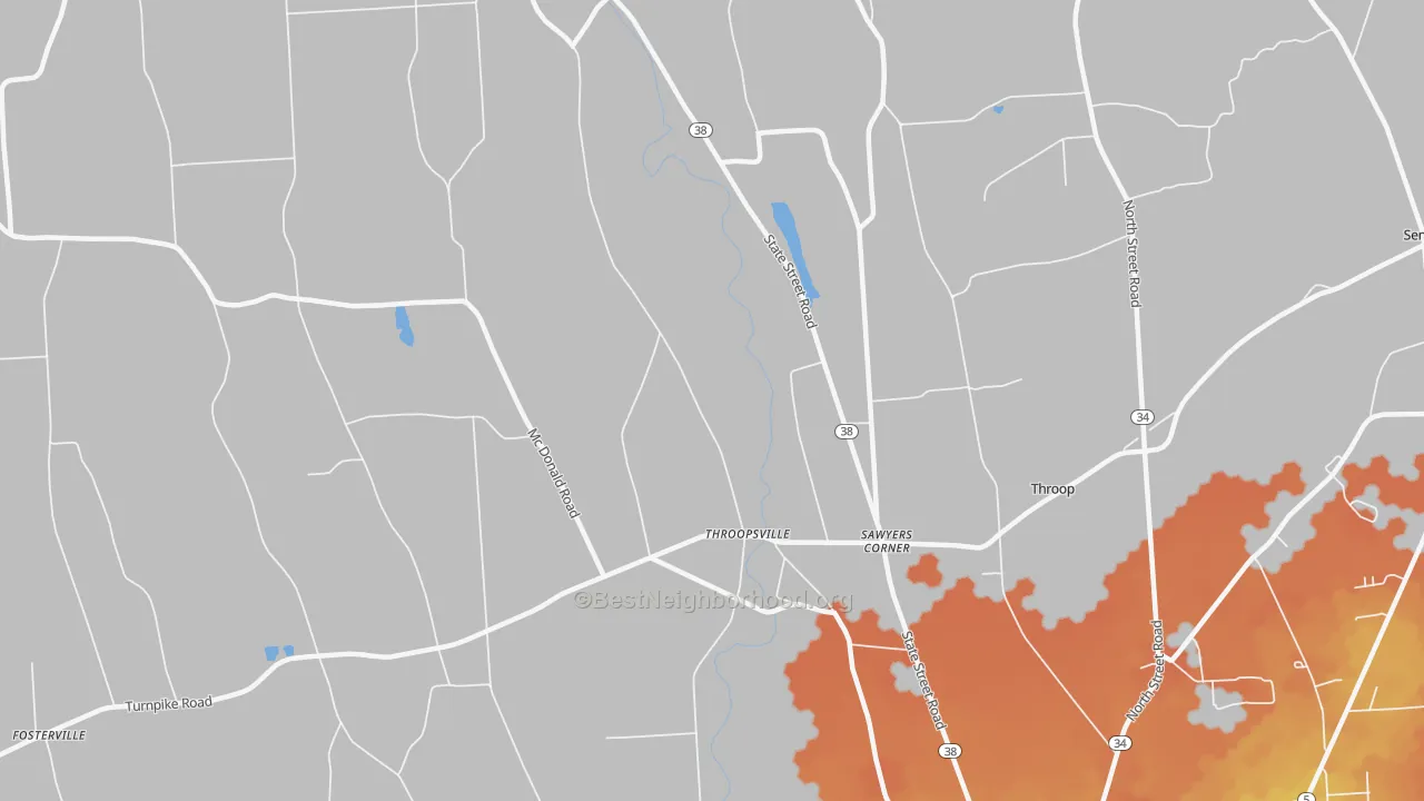 Bike Grade map of Throopsville, NY