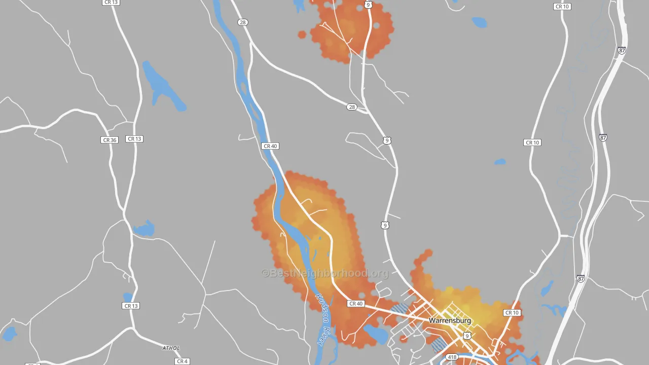 Bike Grade map of Thurman, NY