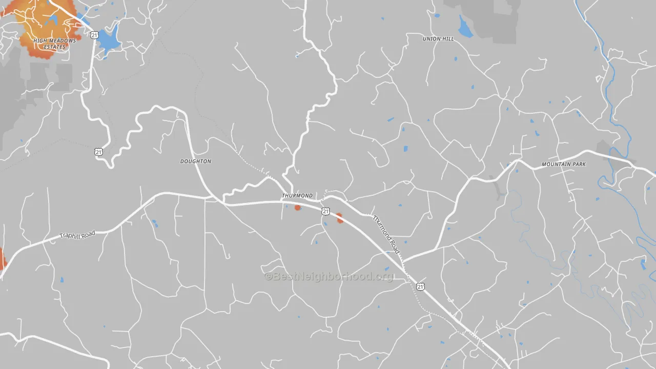 Bike Grade map of Thurmond, NC