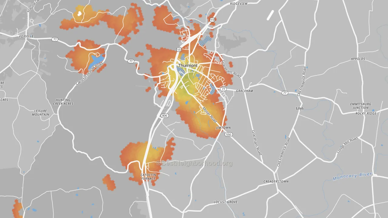 Bike Grade map of Thurmont, MD
