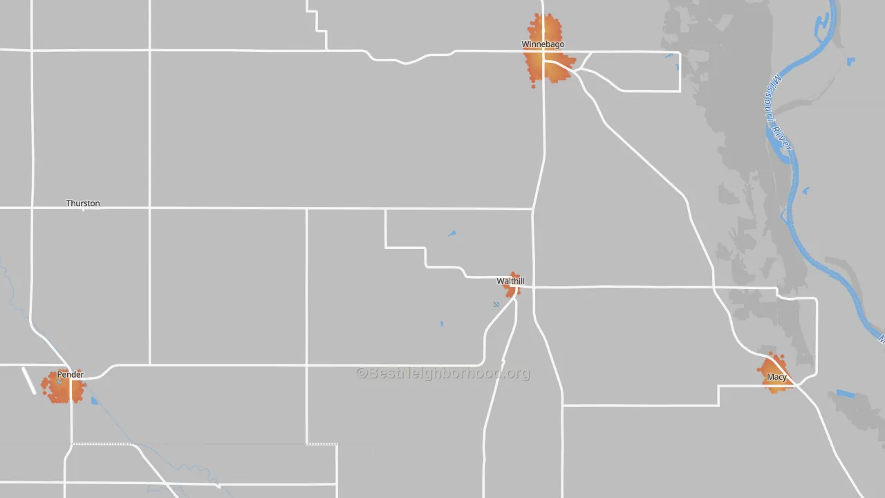 Bike Grade map of Thurston County, NE