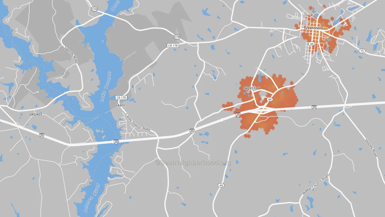 Bike Grade map of Thurston, GA