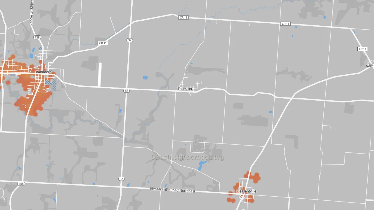 Bike Grade map of Thurston, OH
