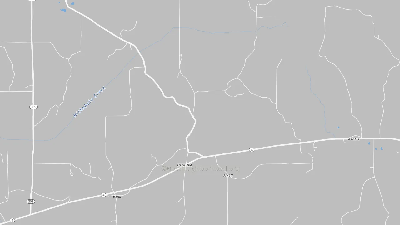 Bike Grade map of Thyatira, MS