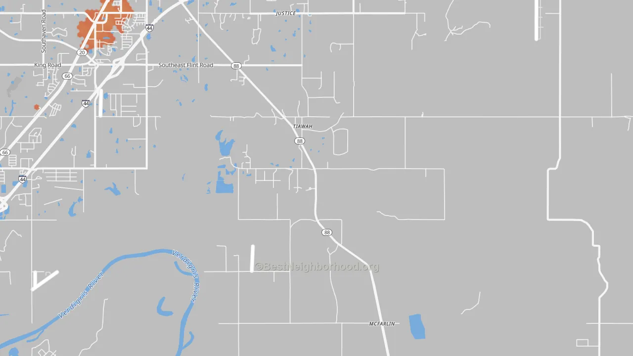 Bike Grade map of Tiawah, OK