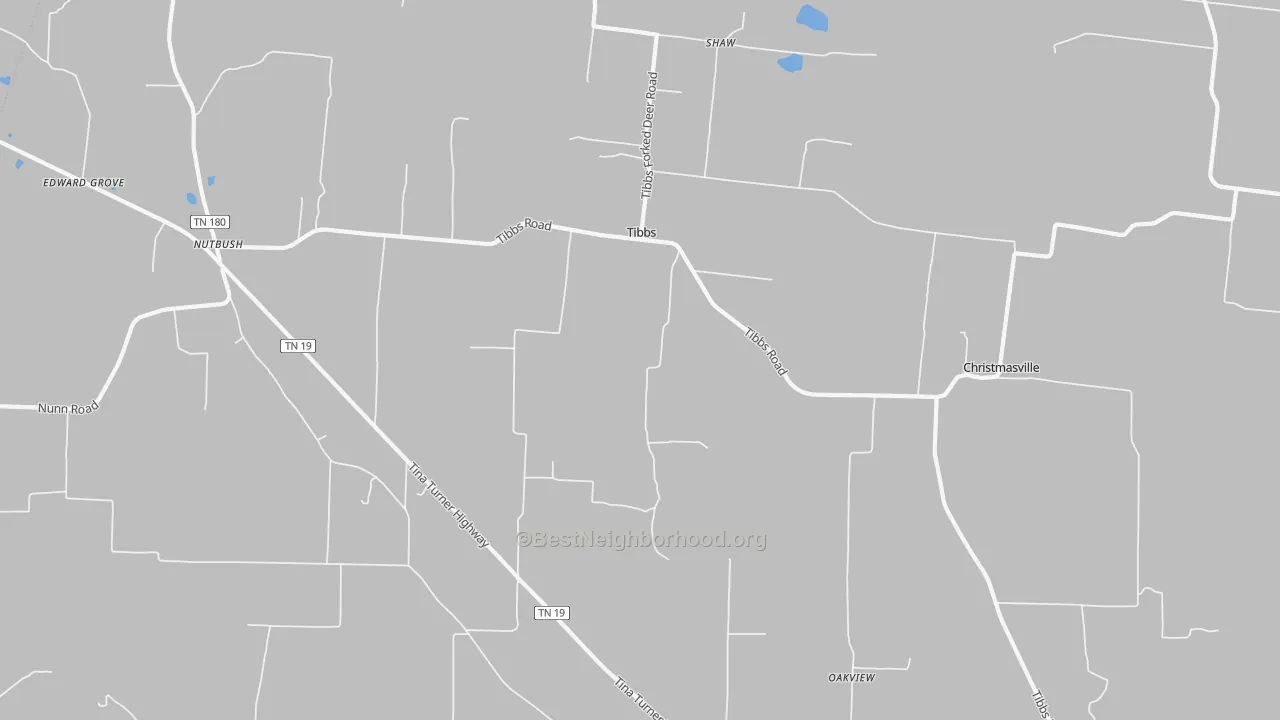 Bike Grade map of Tibbs, TN