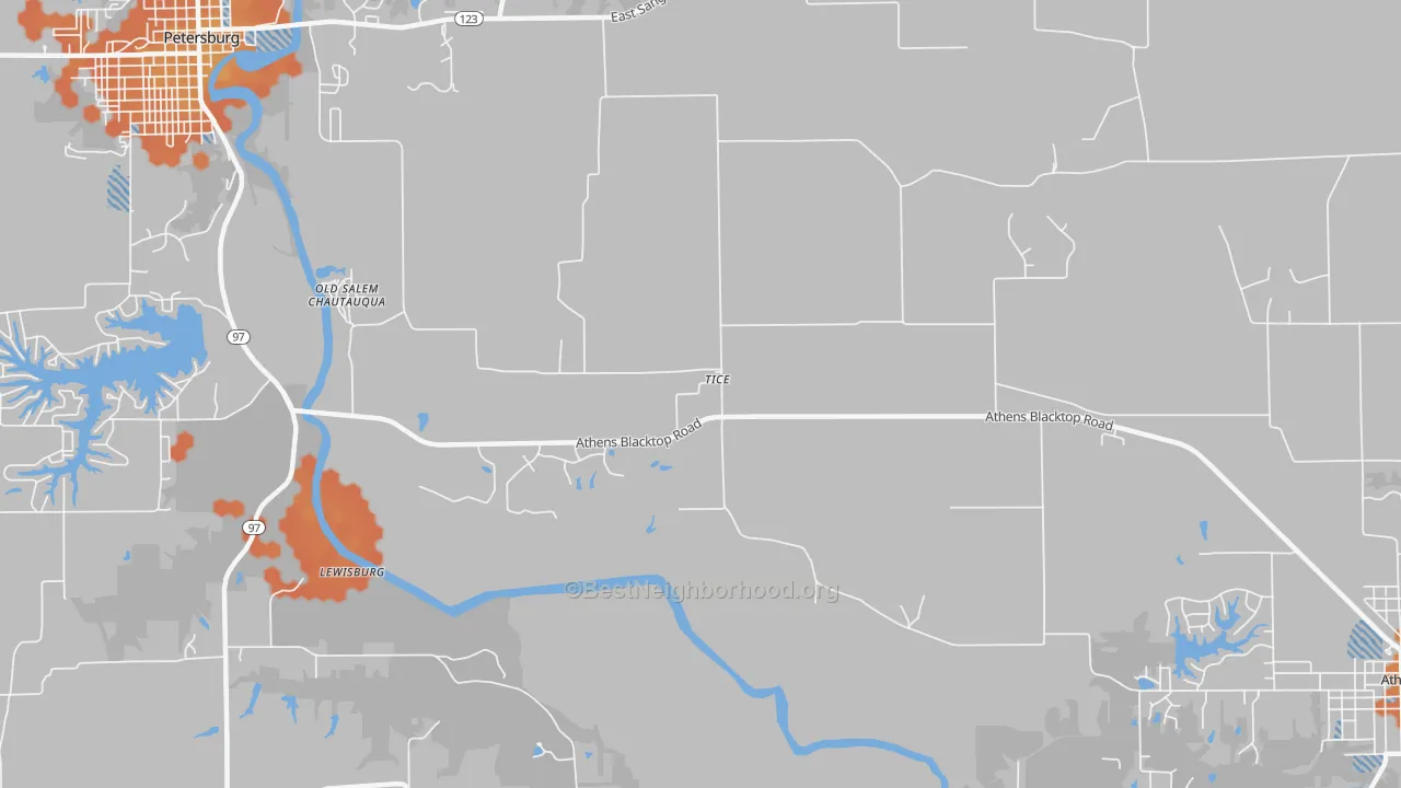 Bike Grade map of Tice, IL