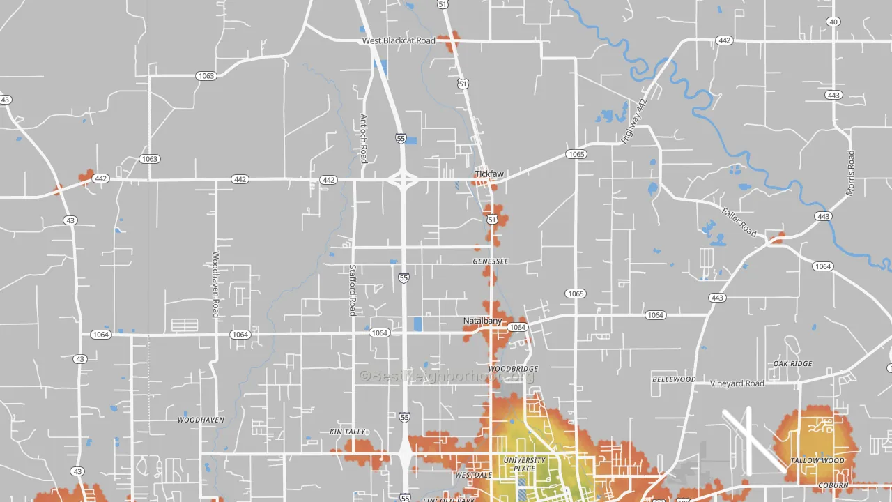 Bike Grade map of Tickfaw, LA