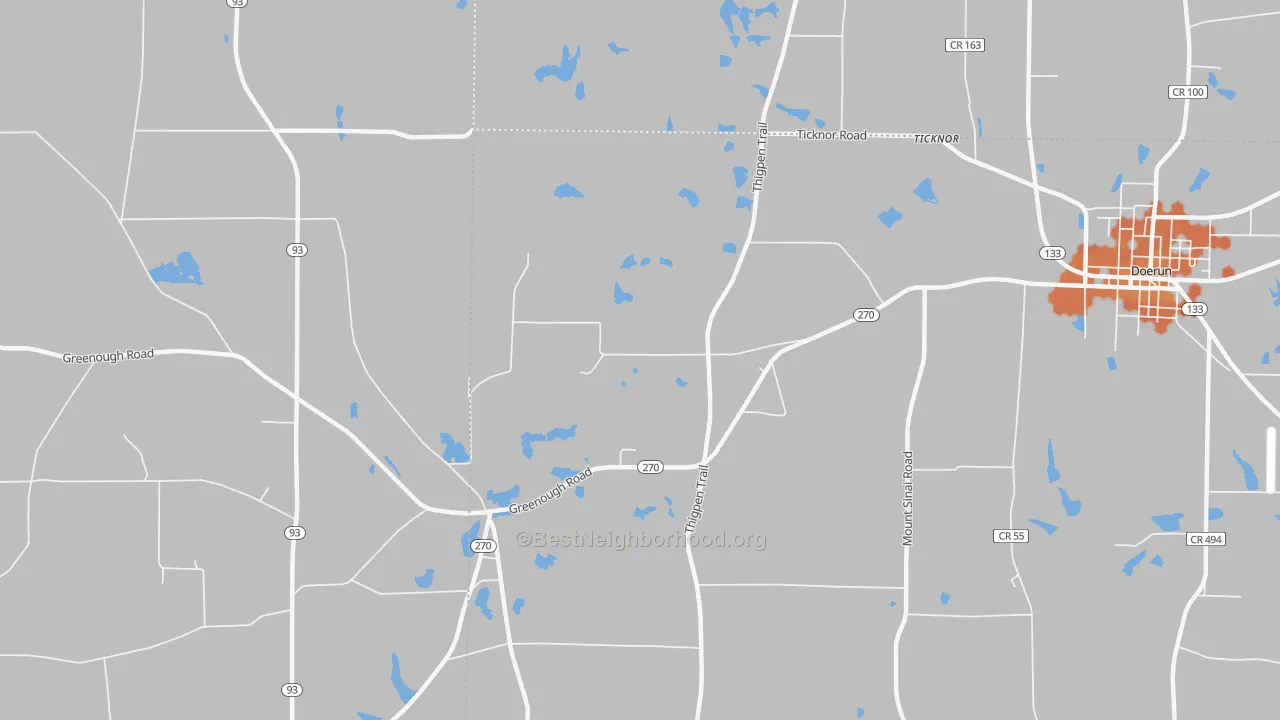 Bike Grade map of Ticknor, GA