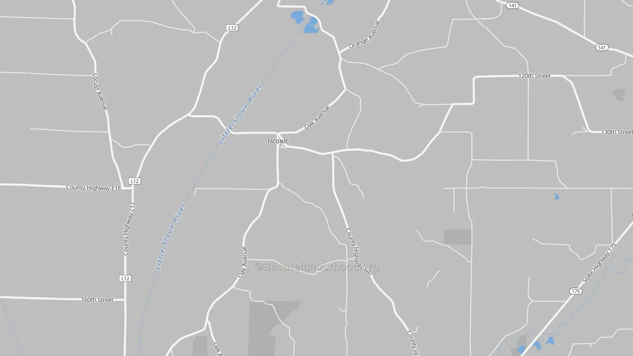Bike Grade map of Ticonic, IA
