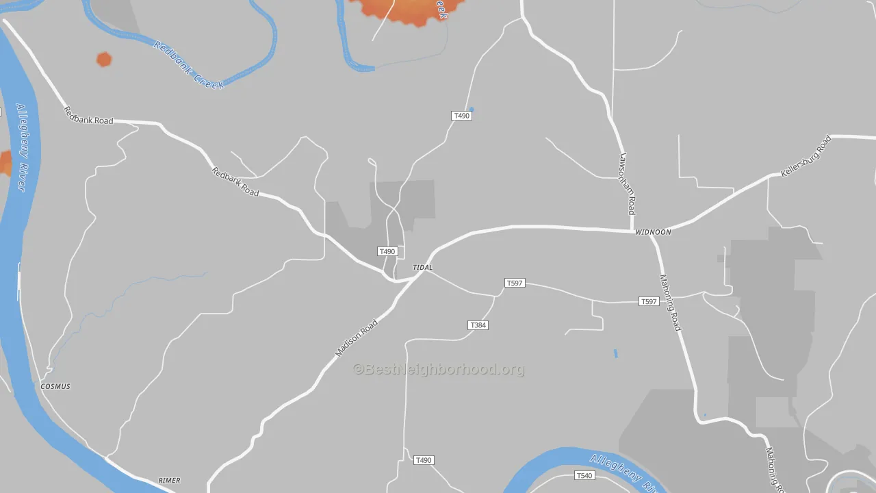 Bike Grade map of Tidal, PA