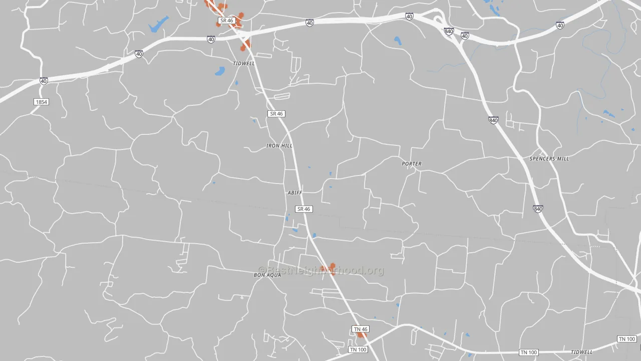 Bike Grade map of Tidwell, TN