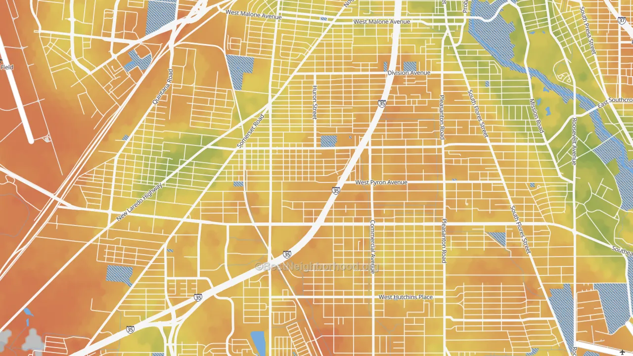 Bike Grade map of Tierra Linda, San Antonio, TX