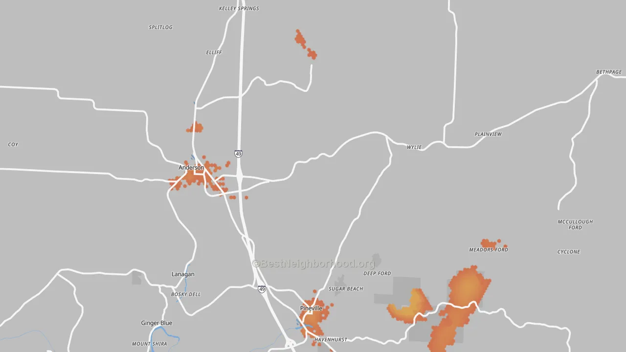 Bike Grade map of Tiff City, MO