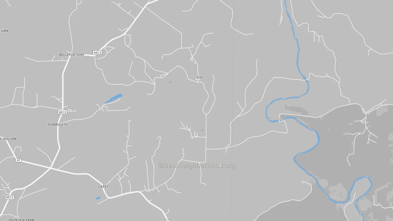 Bike Grade map of Tiff, MO