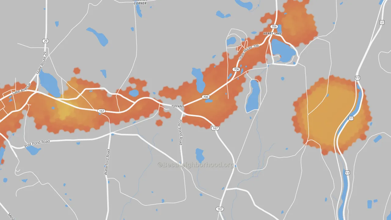 Bike Grade map of Tiffany, PA