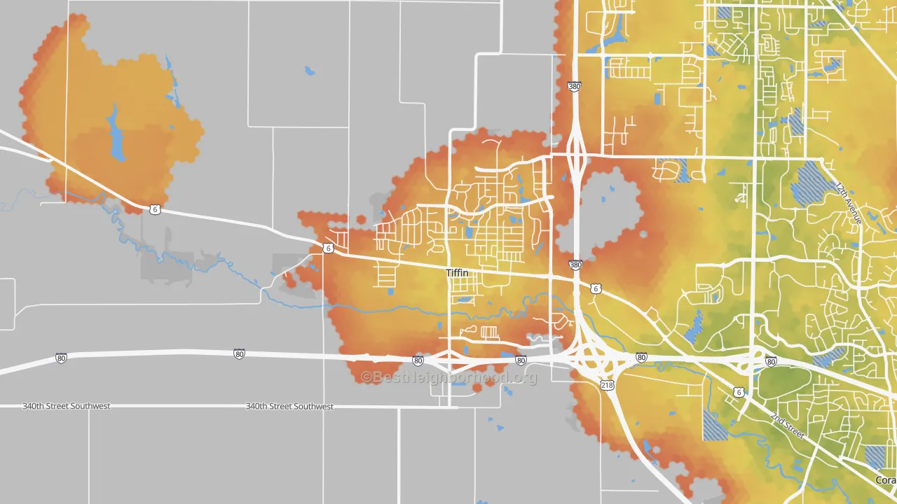 Bike Grade map of Tiffin, IA