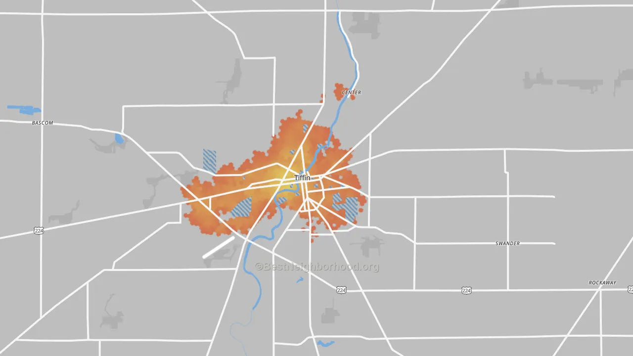 Bike Grade map of Tiffin, OH