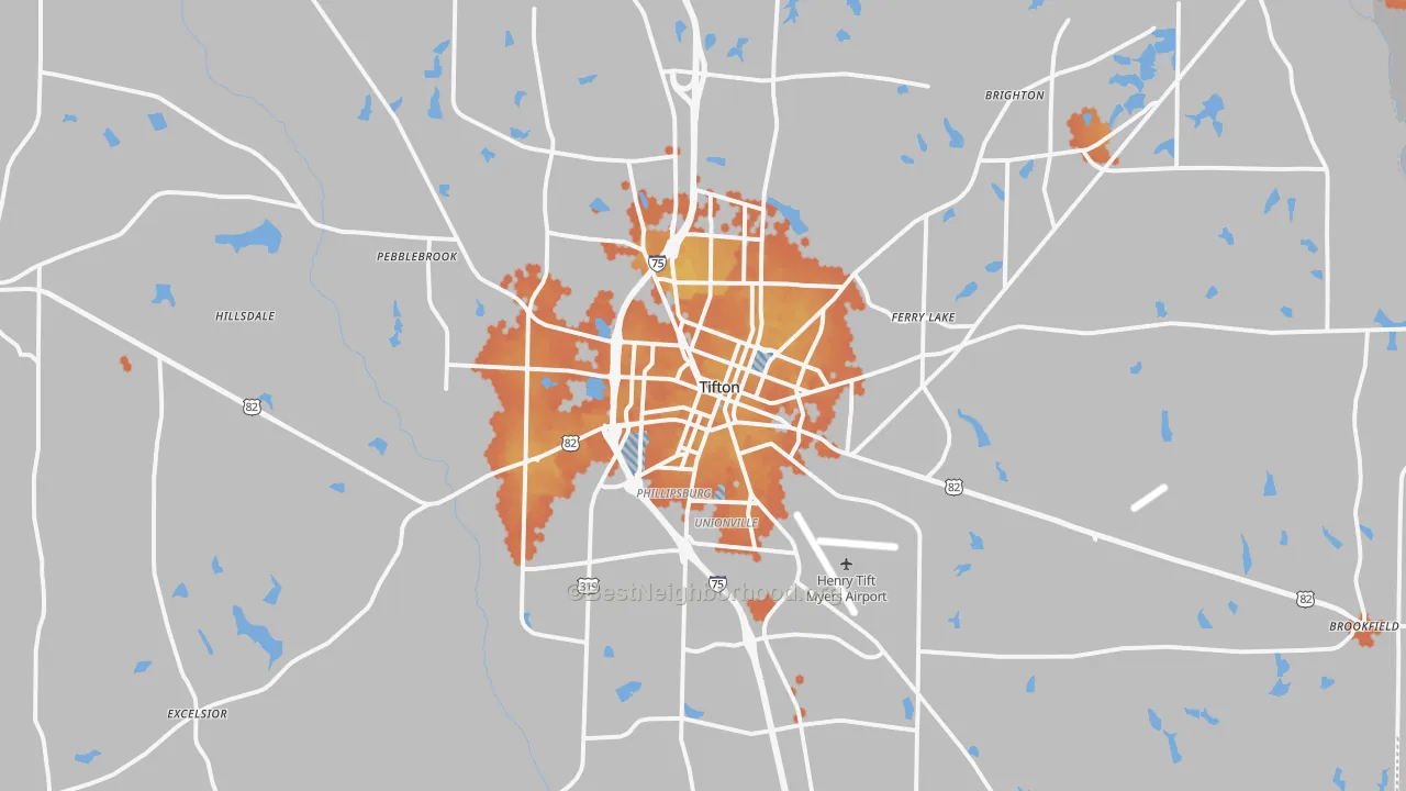 Bike Grade map of Tift County, GA