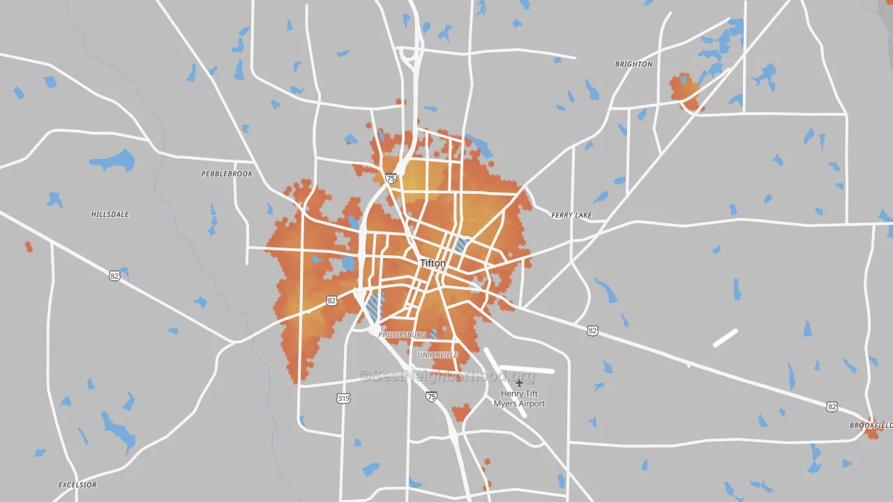 Bike Grade map of Tifton, GA