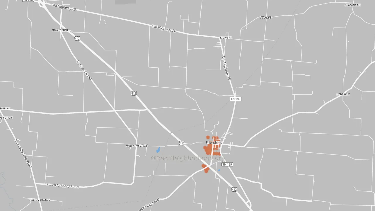 Bike Grade map of Tigrett, TN