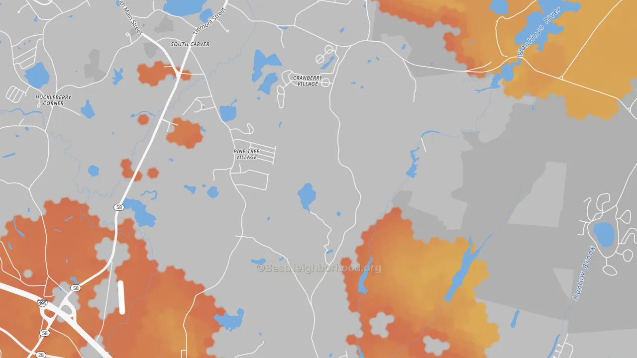 Bike Grade map of Tihonet, MA