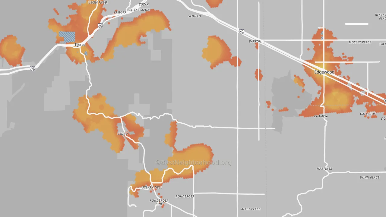 Bike Grade map of Tijeras, NM