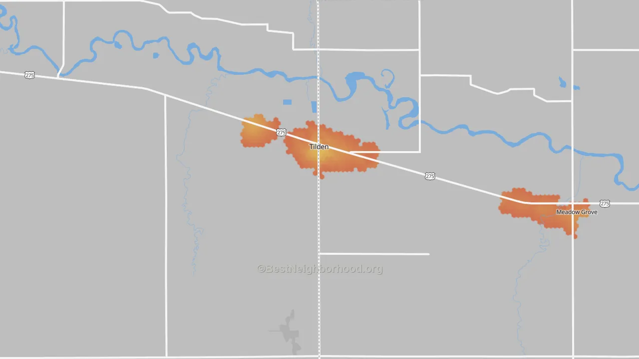 Bike Grade map of Tilden, NE