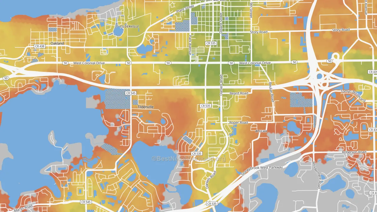 Bike Grade map of Tildenville, FL