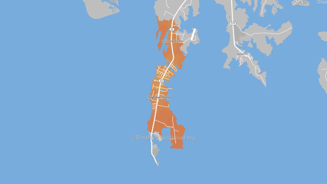 Bike Grade map of Tilghman, MD
