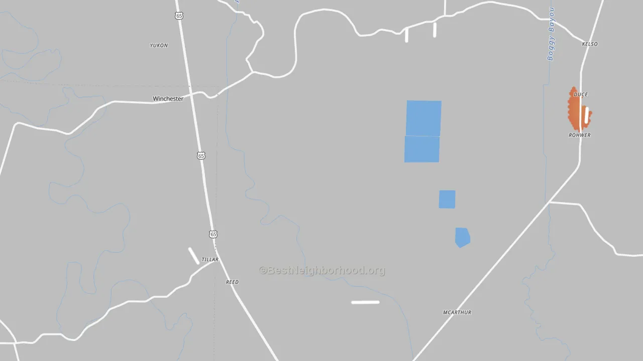 Bike Grade map of Tillar, AR