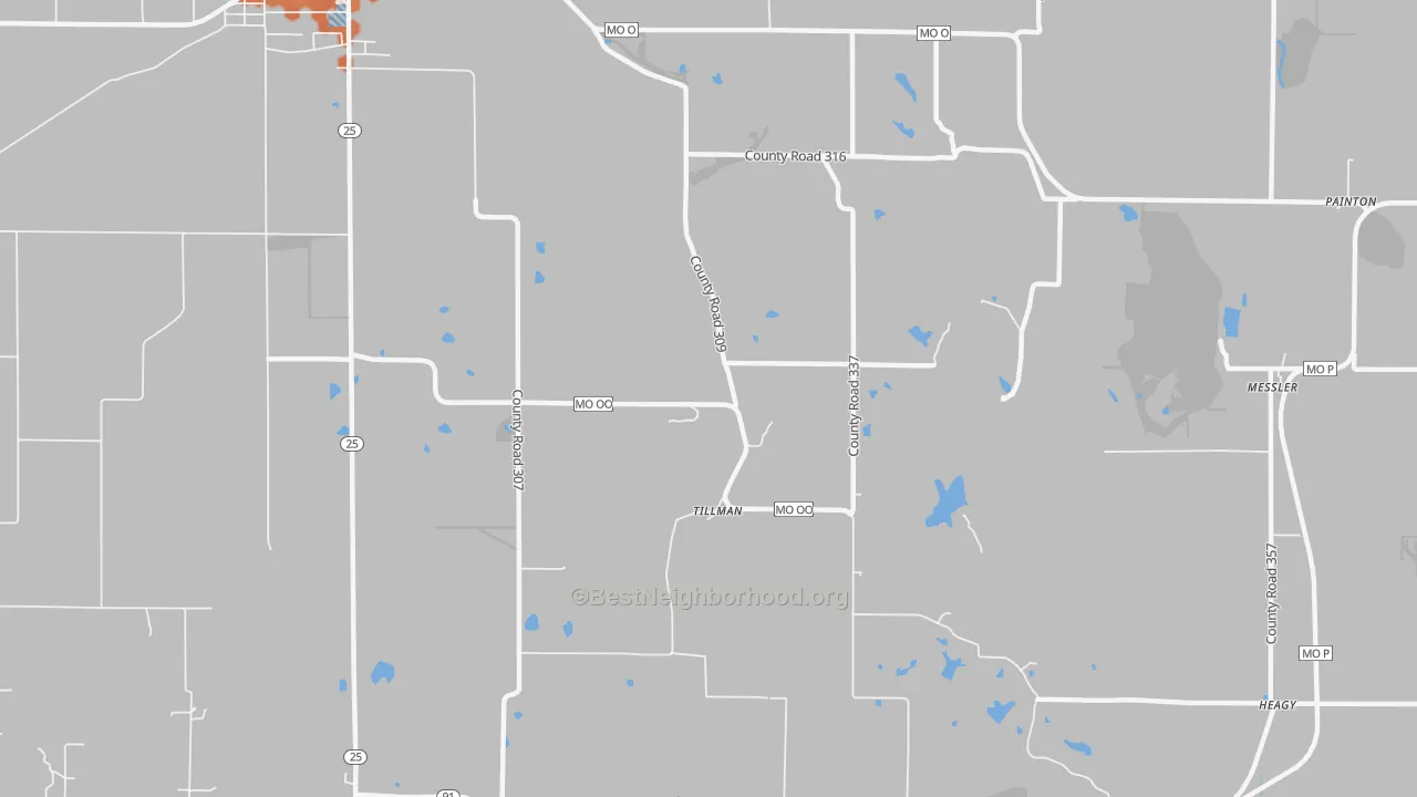 Bike Grade map of Tillman, MO